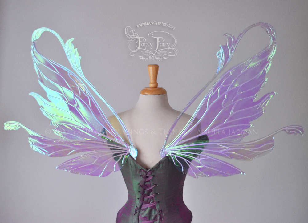 Vivienne Iridescent Fairy Wings in Aquamarine with Pearl Veining