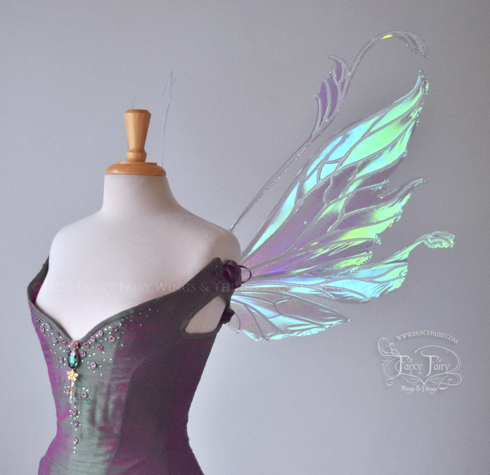 Vivienne Iridescent Fairy Wings in Aquamarine with Pearl Veining