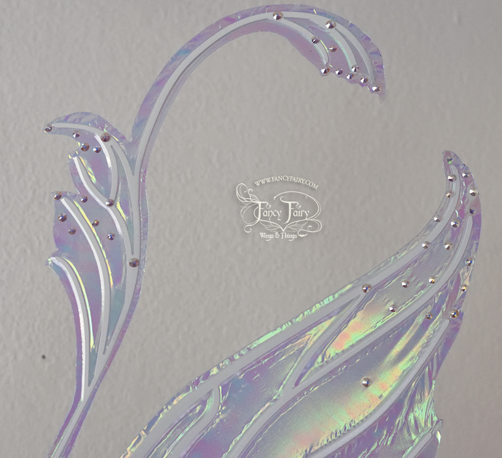Vivienne Iridescent Fairy Wings in Light Blue with Pearl Veins and Swarovski Crystals