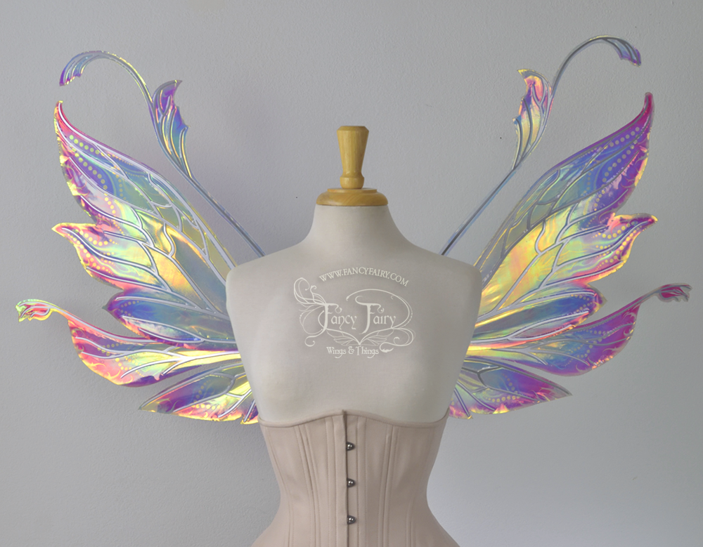 Vivienne "Electric Rainbow" Painted Iridescent Fairy Wings