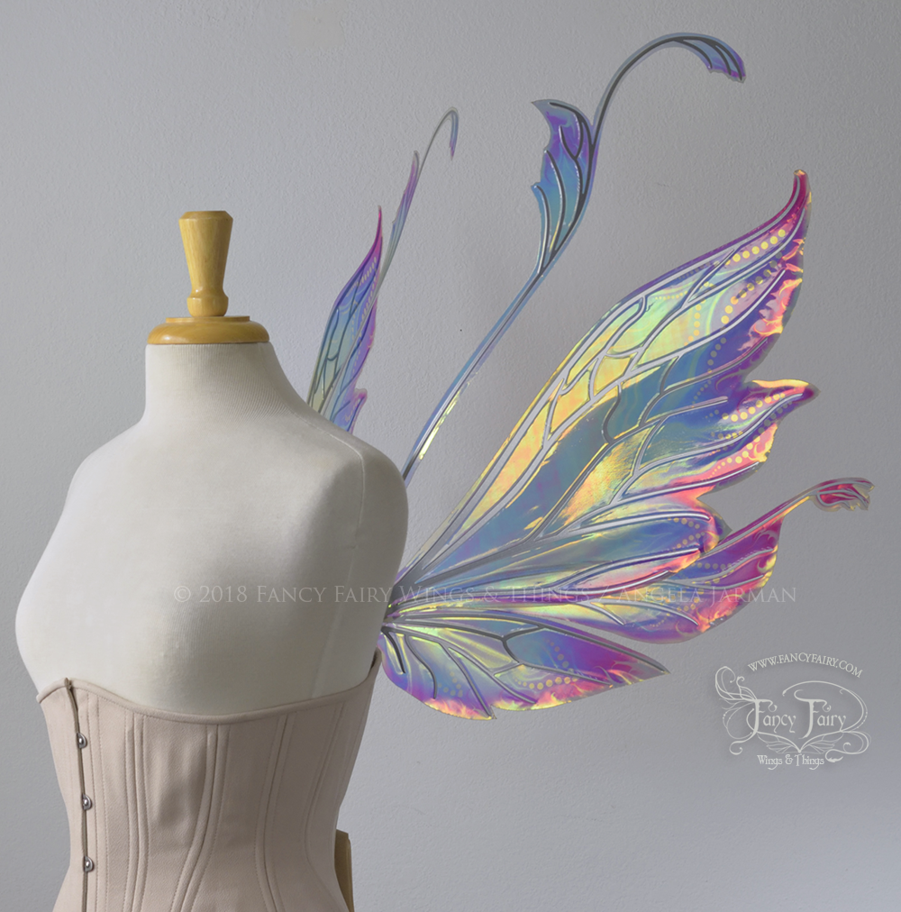 Vivienne "Electric Rainbow" Painted Iridescent Fairy Wings