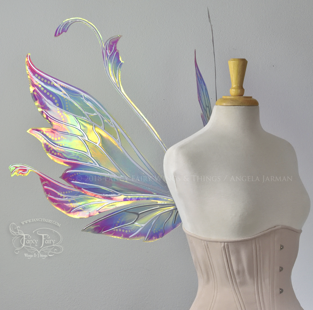 Vivienne "Electric Rainbow" Painted Iridescent Fairy Wings