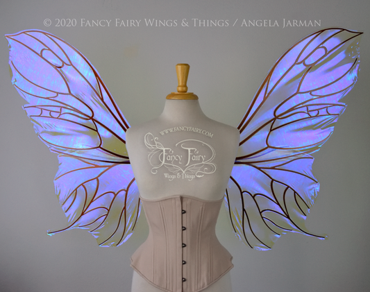 Extra Large Pansy Iridescent Convertible Fairy Wings in Ultraviolet with Copper veins