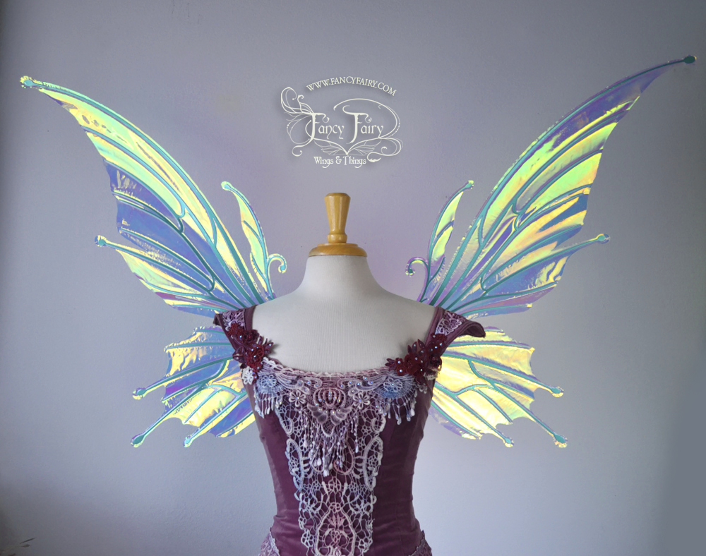 Extra Large / Giant Flora Iridescent Fairy Wings in Clear Diamond Fire – Fancy  Fairy Wings & Things