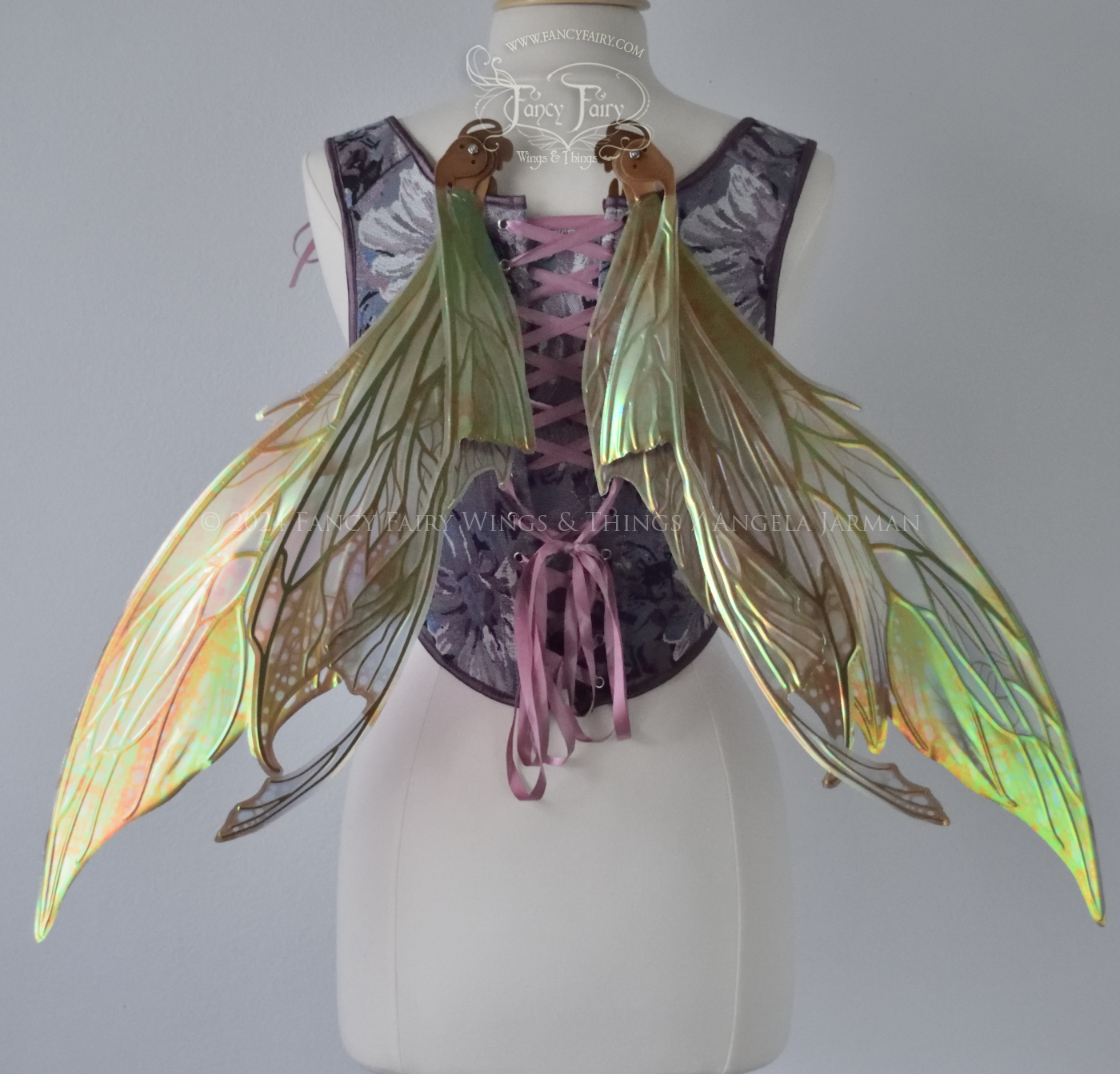 Colette 'Earth Tone' Painted Convertible Iridescent "Pix" Fairy Wings with Copper Veins