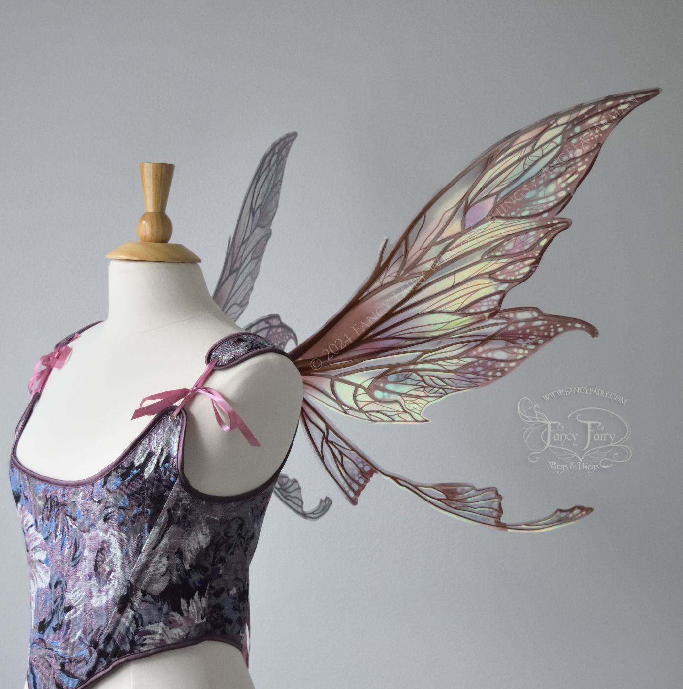 Colette 'Earth Tone' Painted Convertible Iridescent "Pix" Fairy Wings with Copper Veins