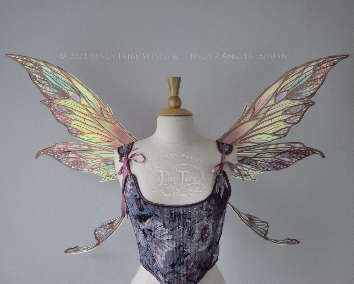 Colette 'Earth Tone' Painted Convertible Iridescent "Pix" Fairy Wings with Copper Veins