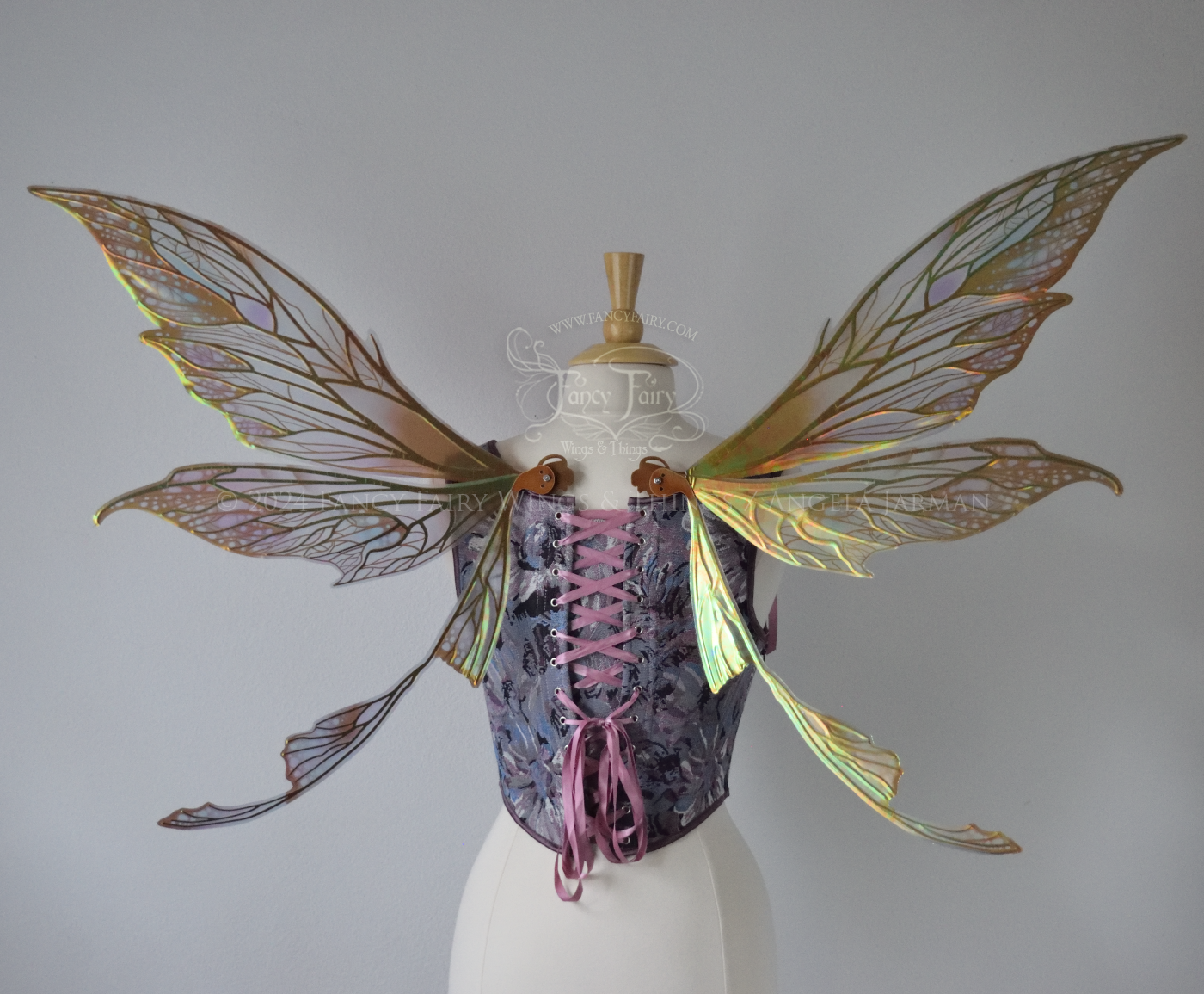 Colette 'Earth Tone' Painted Convertible Iridescent "Pix" Fairy Wings with Copper Veins