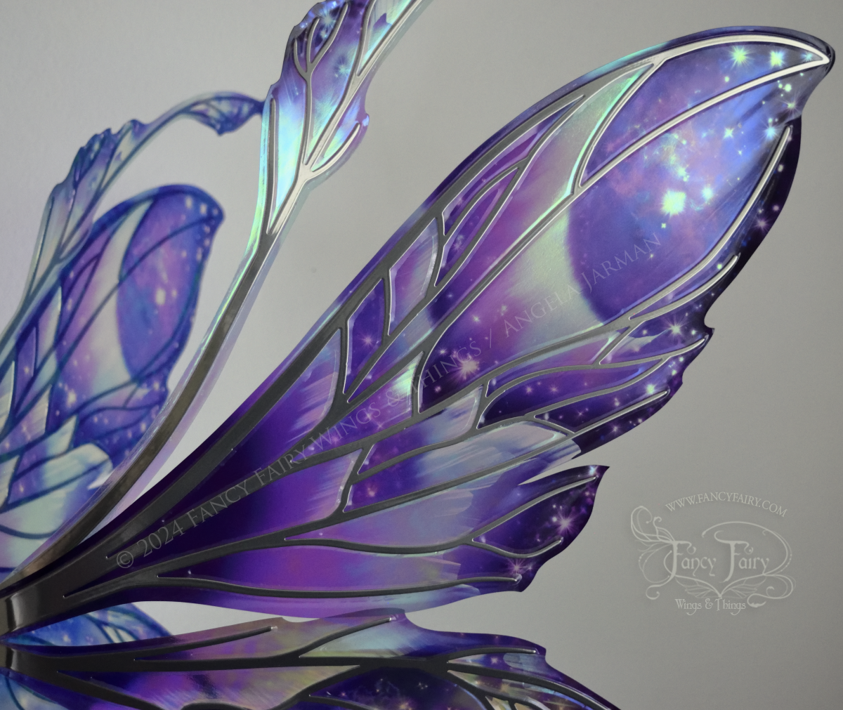 Ready to Ship Datura 'Galactic Aurora' Painted Iridescent Convertible Fairy Wings with silver Veins