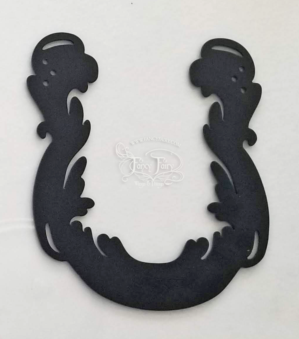 Black decorate U shaped brace on a white background