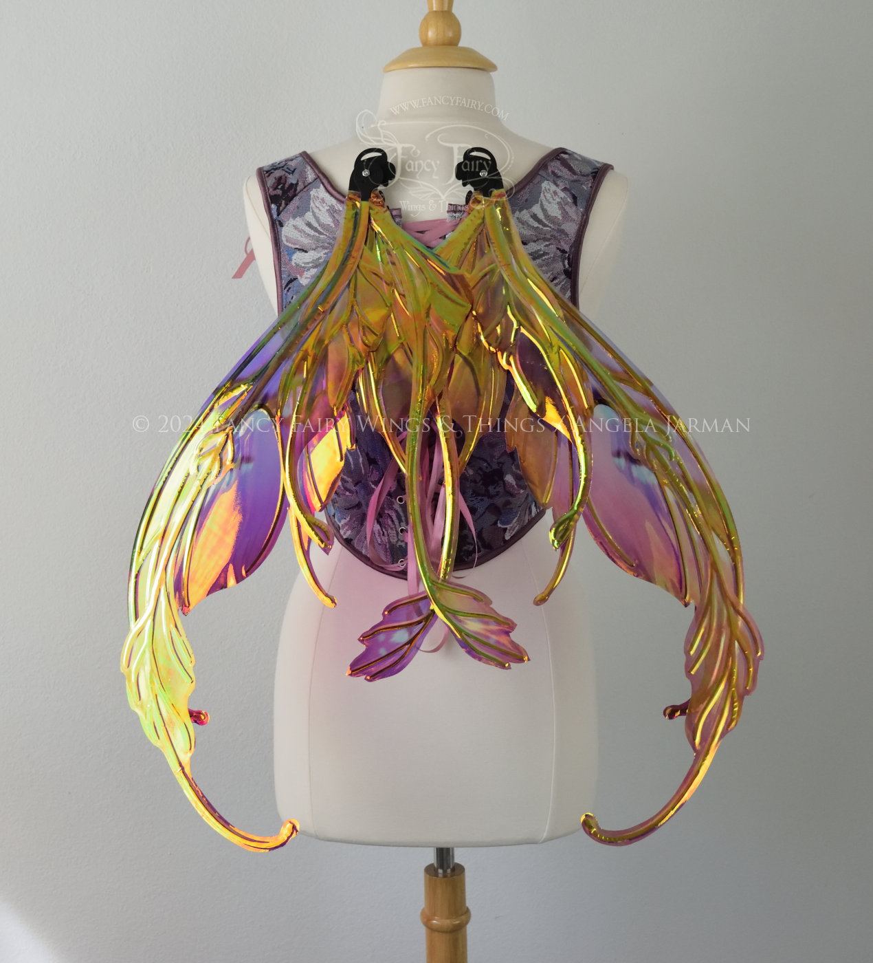 Ready to Ship Fauna Iridescent Convertible Fairy Wings in 'Moth Berry' with Black veins