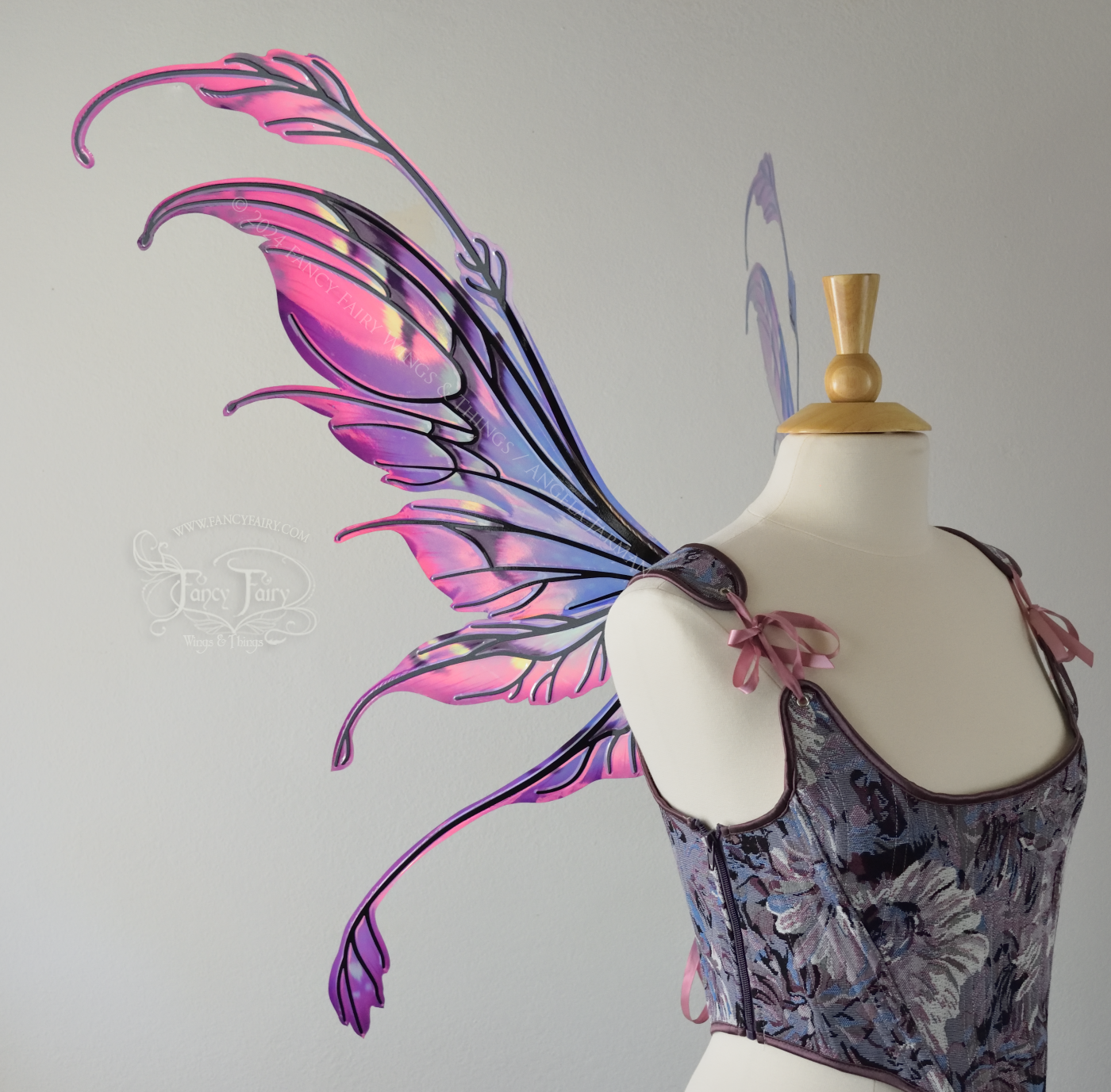 Ready to Ship Fauna Iridescent Convertible Fairy Wings in 'Moth Berry' with Black veins