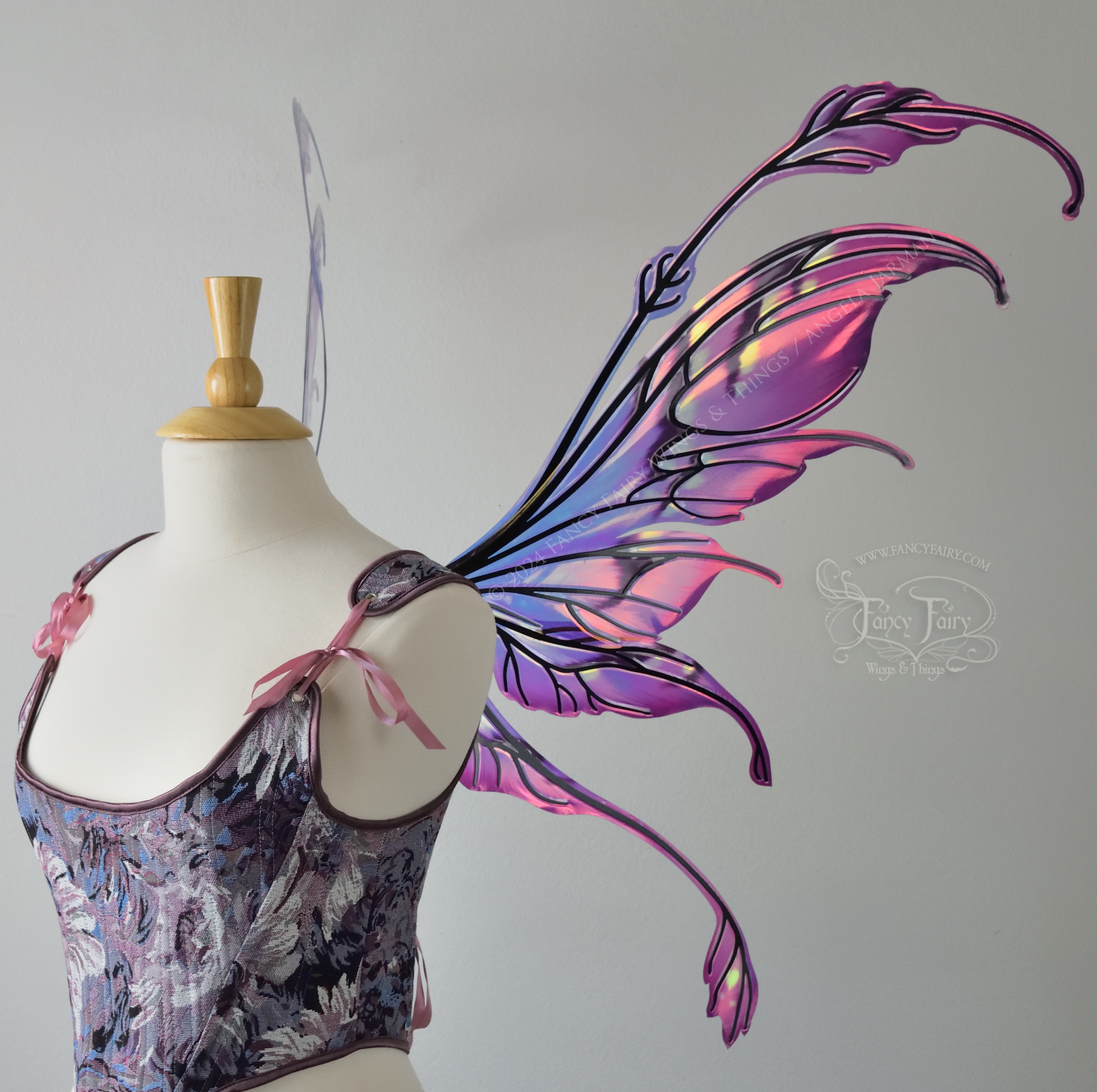 Ready to Ship Fauna Iridescent Convertible Fairy Wings in 'Moth Berry' with Black veins