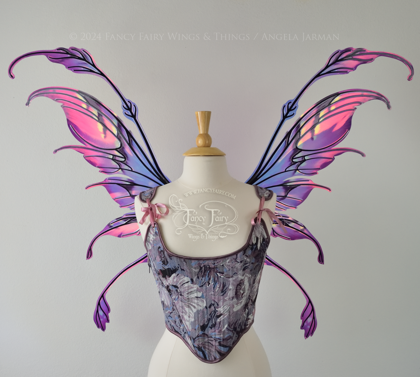 Ready to Ship Fauna Iridescent Convertible Fairy Wings in 'Moth Berry' with Black veins