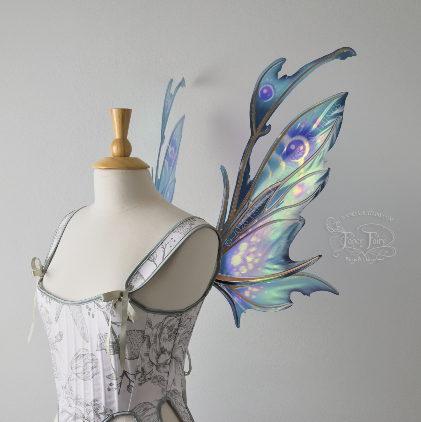 Ready to Ship Kira Iridescent Convertible Painted Fairy Wings in "Lotus" with Copper Veins