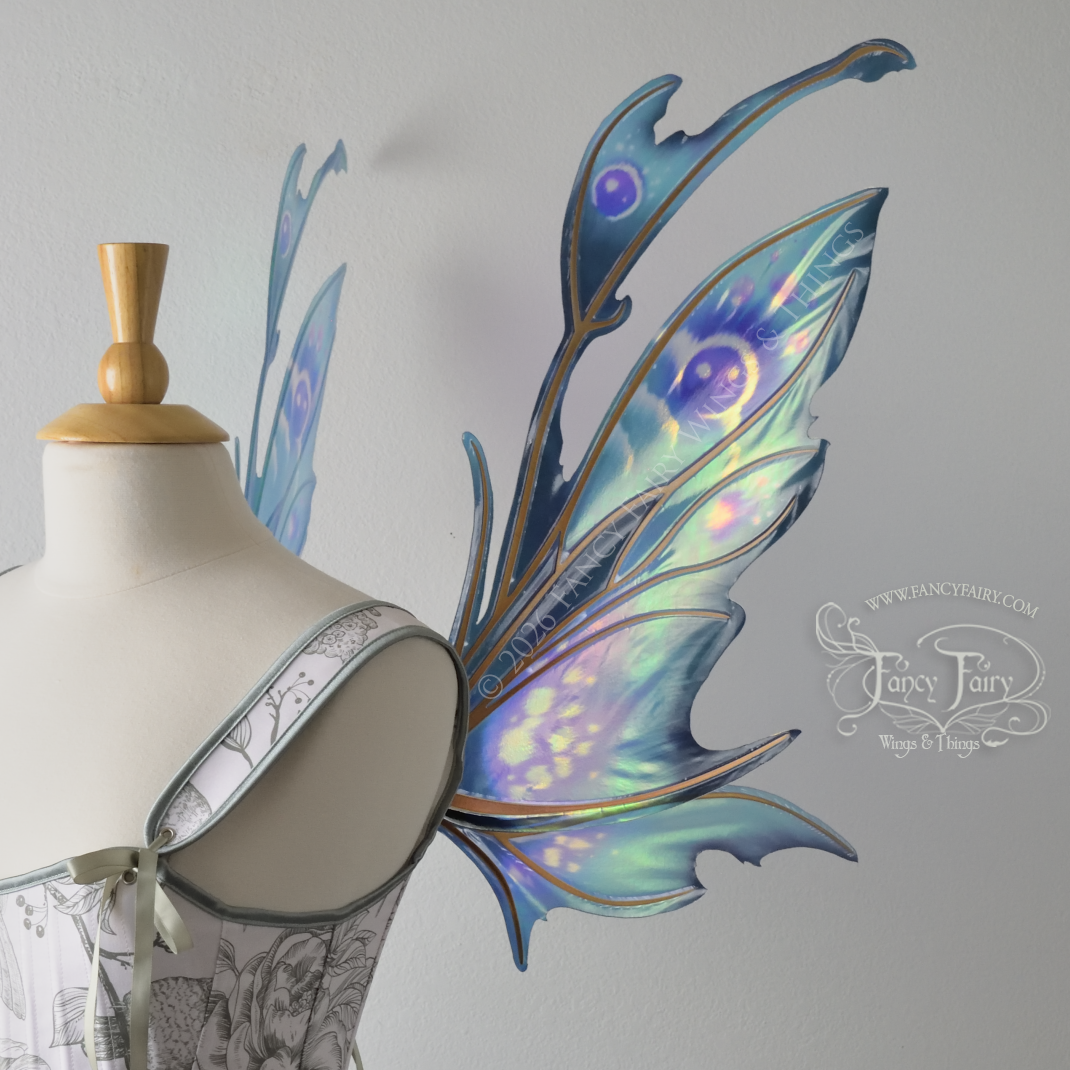 Ready to Ship Kira Iridescent Convertible Painted Fairy Wings in "Lotus" with Copper Veins