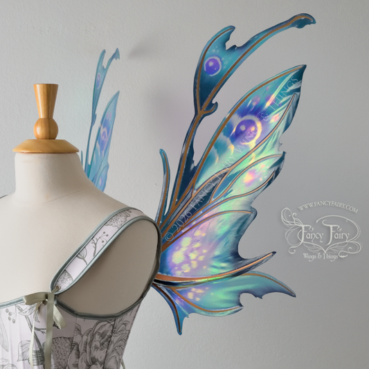 Ready to Ship Kira Iridescent Convertible Painted Fairy Wings in "Lotus" with Copper Veins