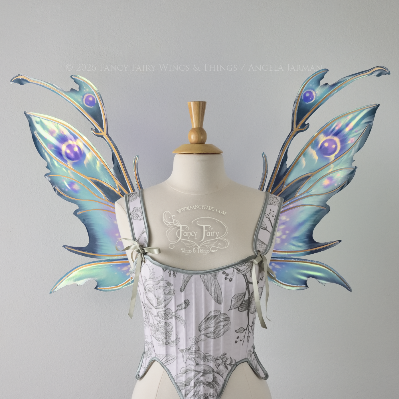 Ready to Ship Kira Iridescent Convertible Painted Fairy Wings in "Lotus" with Copper Veins