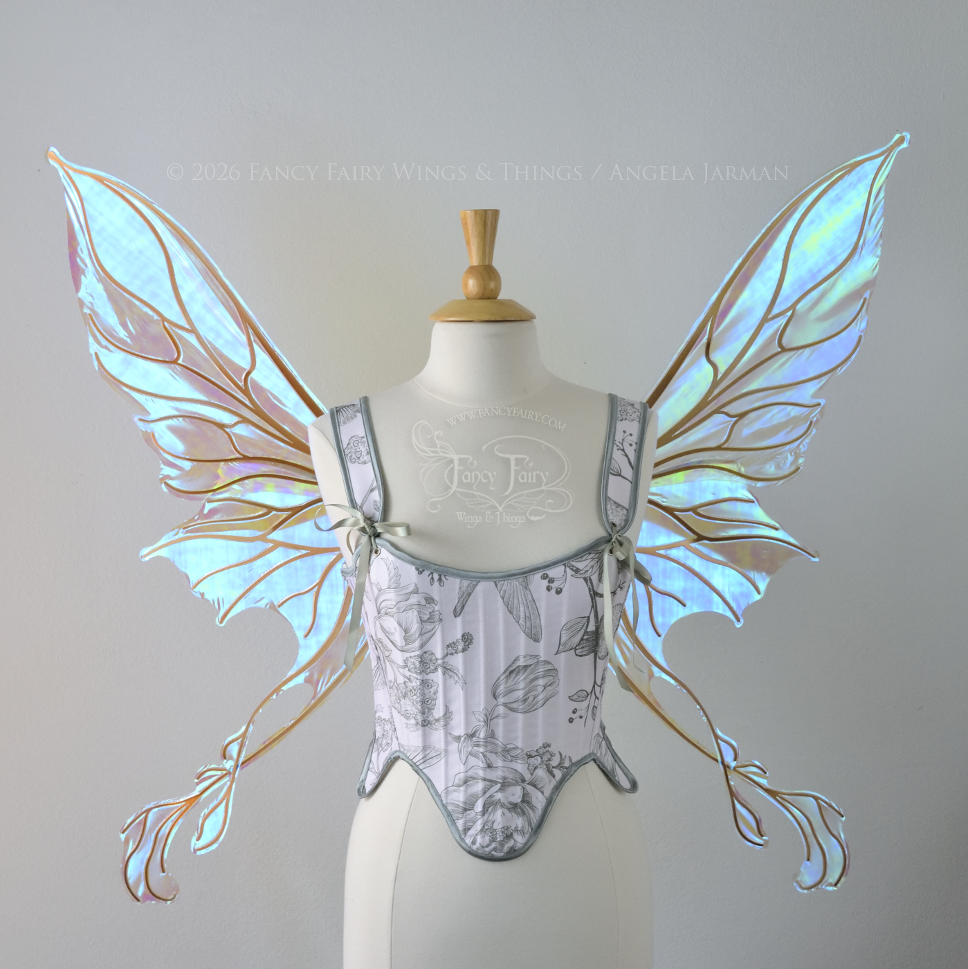 Ready to Ship LARGE Lyra Iridescent Convertible Fairy Wings in Opal with Copper Veins