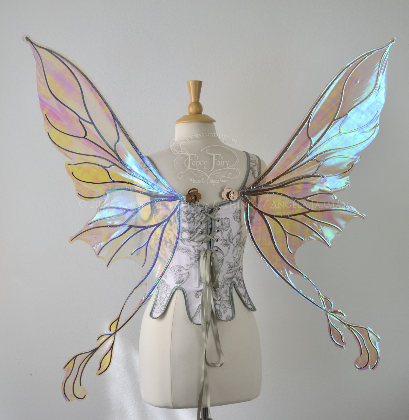 Ready to Ship LARGE Lyra Iridescent Convertible Fairy Wings in Opal with Copper Veins