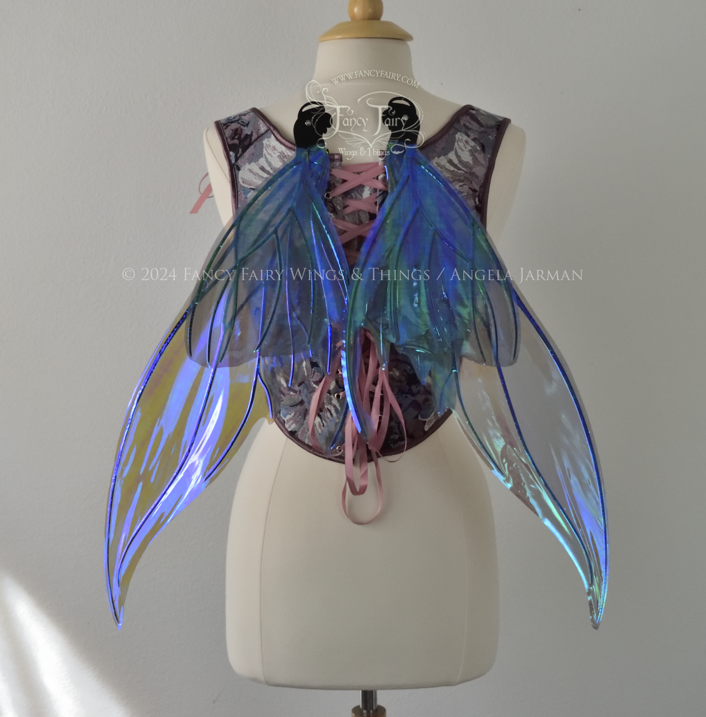 Ready to Ship Titania Iridescent Convertible Fairy Wings in Dark Crystal with Black veins