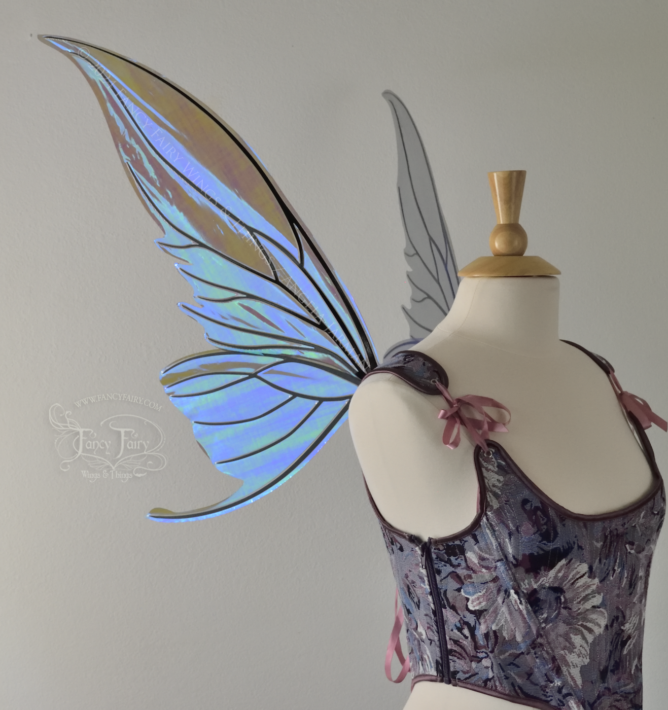 Ready to Ship Titania Iridescent Convertible Fairy Wings in Dark Crystal with Black veins