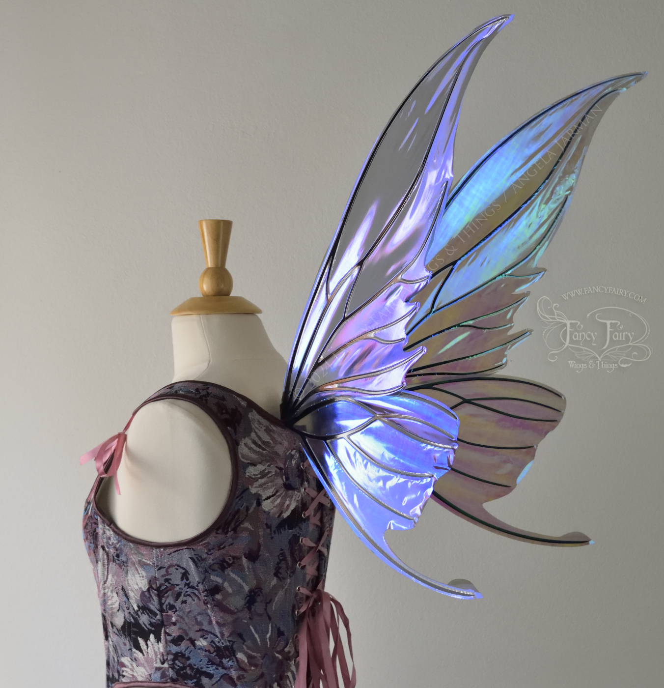 Ready to Ship Titania Iridescent Convertible Fairy Wings in Dark Crystal with Black veins