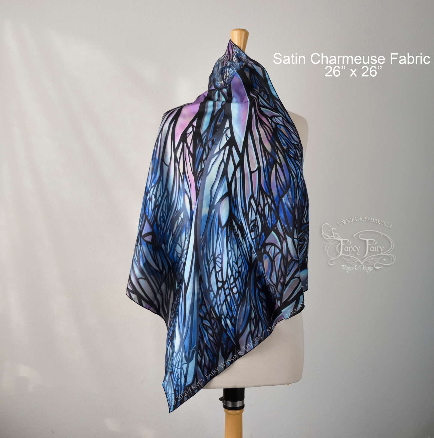 'Colette' Pixish Fairy Wing Square Scarf / Fabric, Made to Order