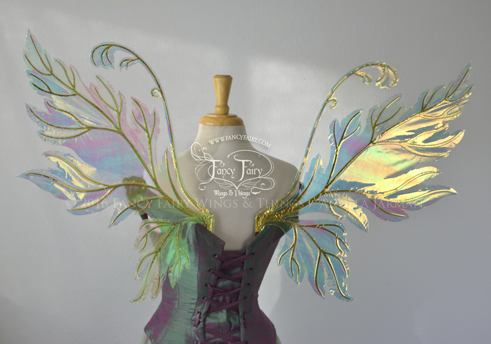 Acorn Iridescent Fairy Wings in Neon Yellow and Gold Veins