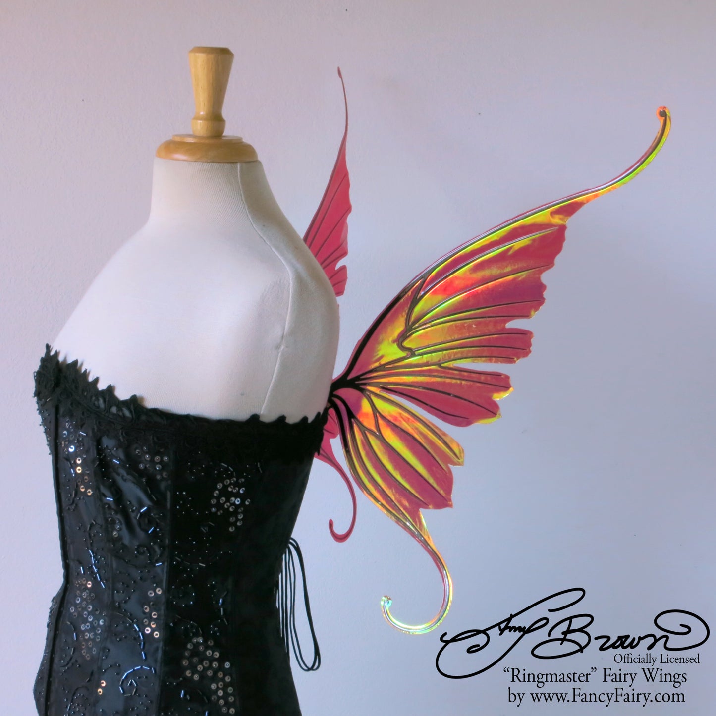 Amy Brown Ringmaster Iridescent Fairy Wings in Red with Black Veins