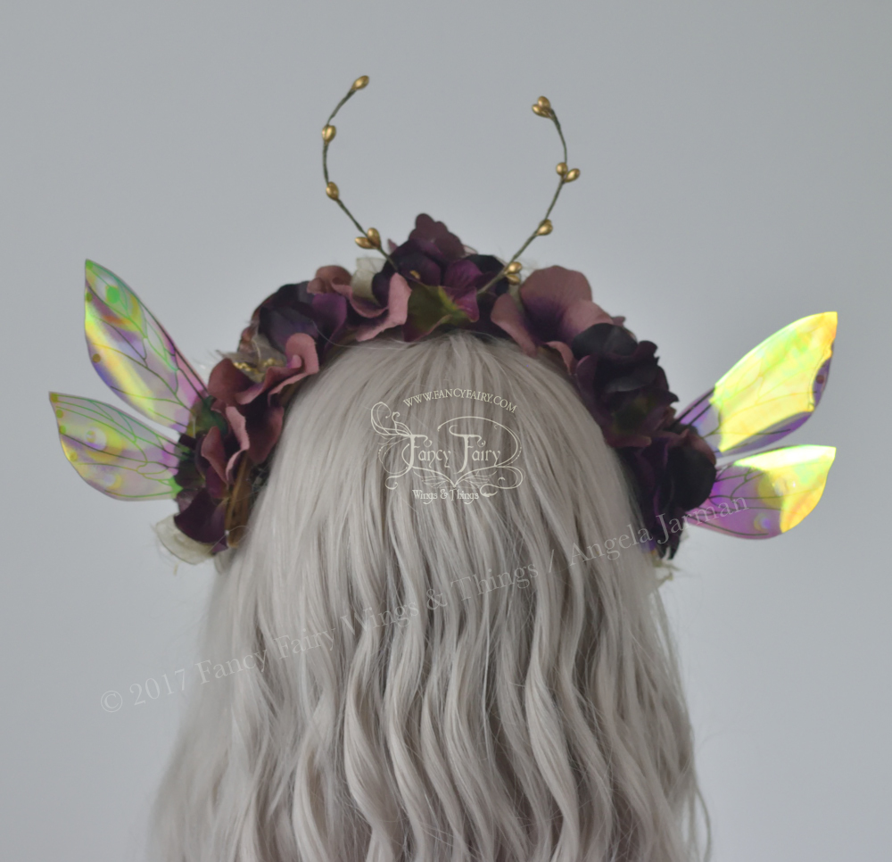 Antique Rose Flower Fairy Headdress with Ellette wings