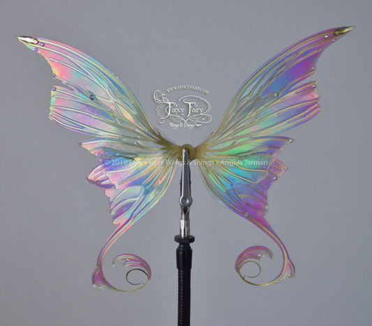 Aphrodite 5 inch Doll & Accessory Fairy Wings in Pastel Rainbow with Brass Veins & Crystals