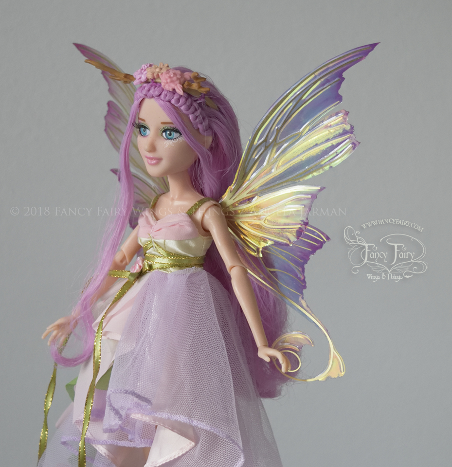 Aphrodite 5 inch Doll & Accessory Fairy Wings in Tea Rose with Brass Veins