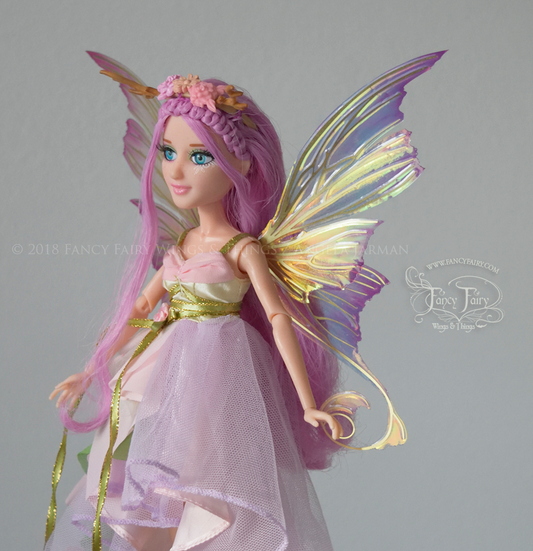 Aphrodite 5 inch Doll & Accessory Fairy Wings in Tea Rose with Brass Veins