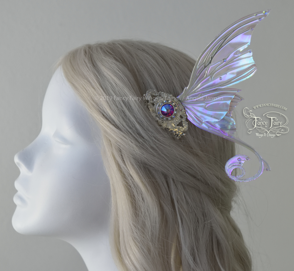 Aphrodite 5 inch Pastel Lilac Fairy Wing Hair Combs with Silver Veins