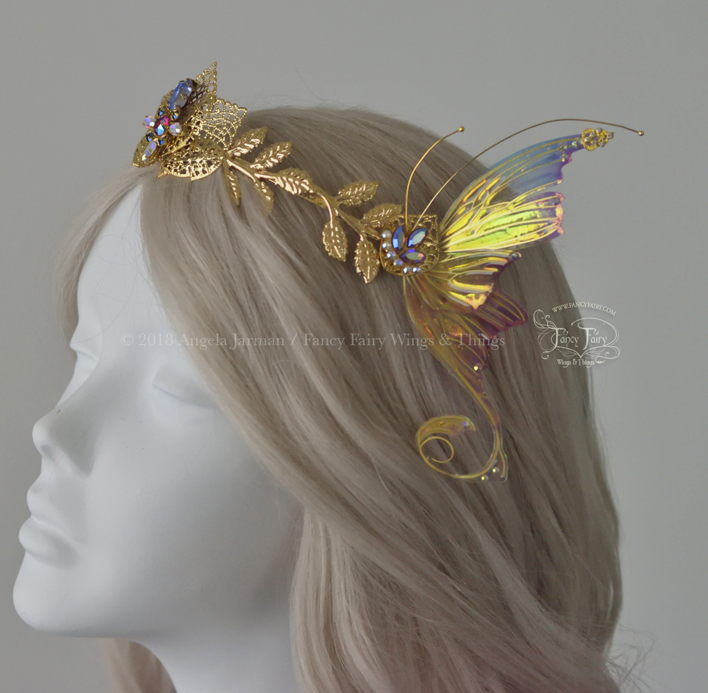 Aphrodite 'Tea Rose' Winged Fairy Crown, brass veining