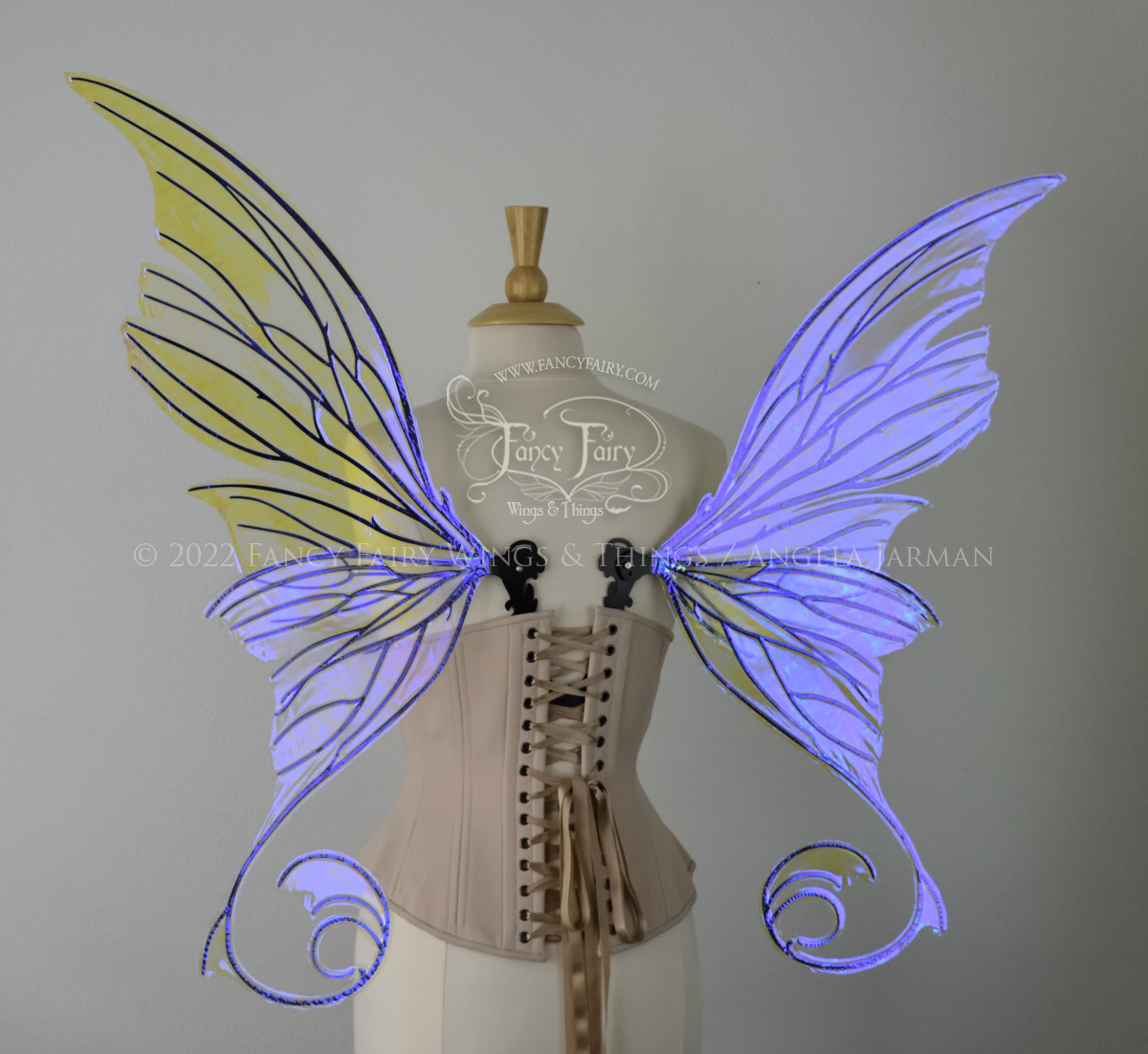 Aphrodite Convertible Iridescent Fairy Wings in Ultraviolet with Black Veins