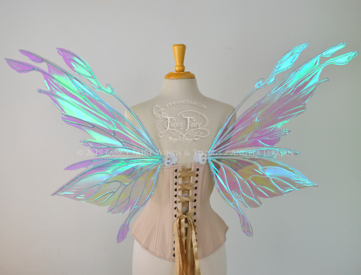 Goblin Princess New Convertible Iridescent Fairy Wings in Aquamarine with Pearl Veins