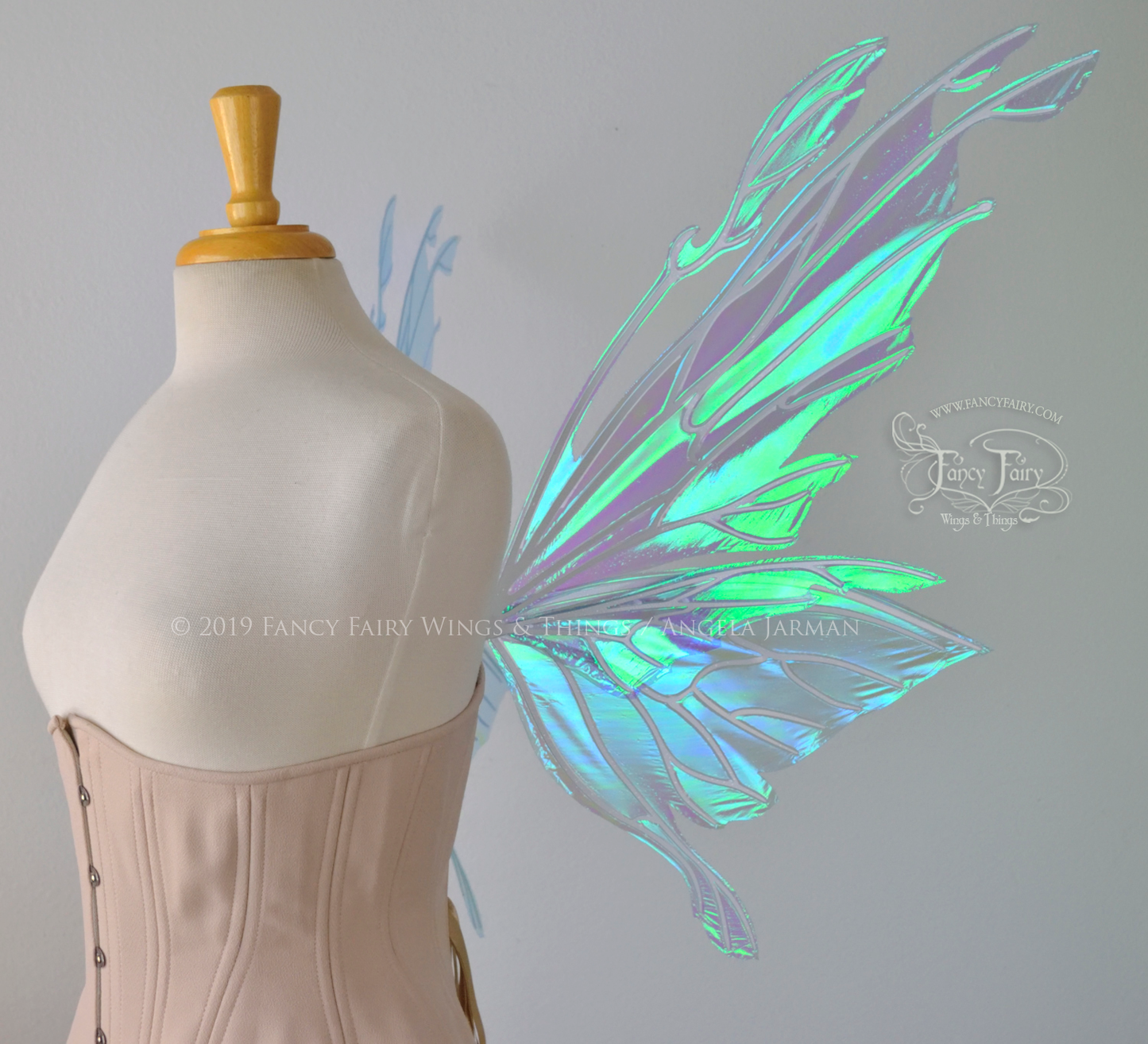 Goblin Princess New Convertible Iridescent Fairy Wings in Aquamarine with Pearl Veins