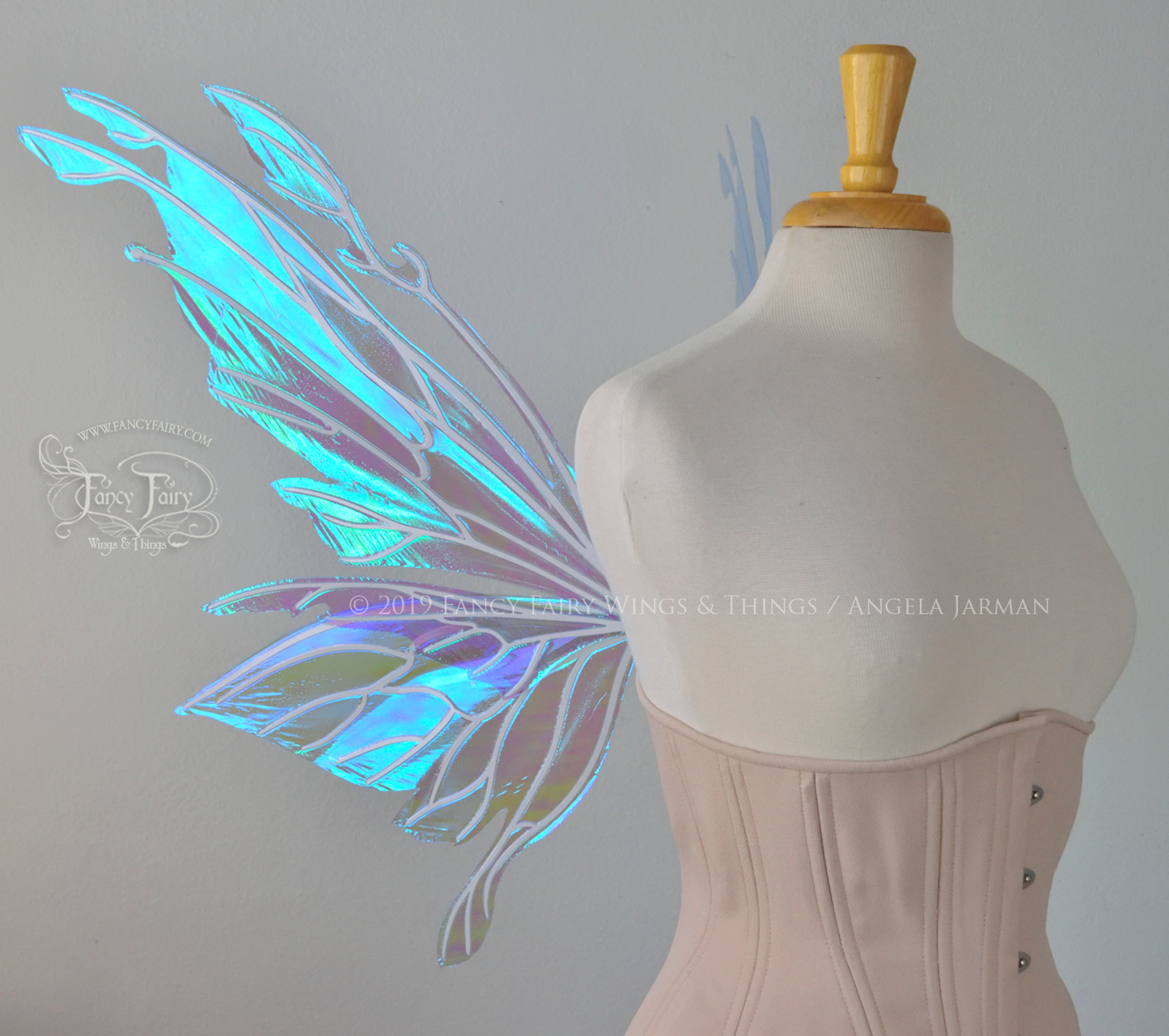 Goblin Princess New Convertible Iridescent Fairy Wings in Aquamarine with Pearl Veins