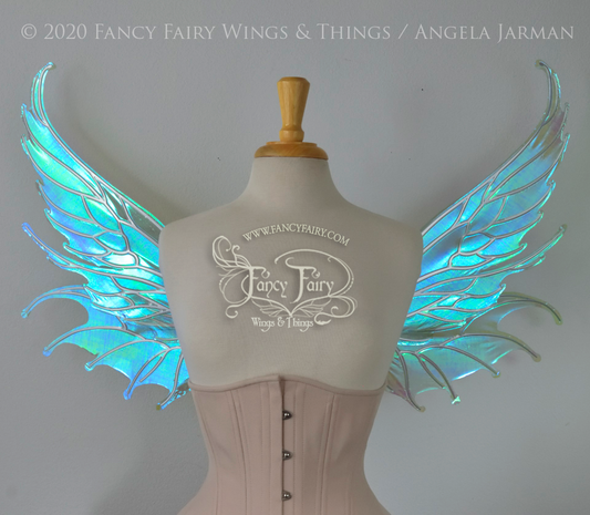 Aquatica Iridescent Convertible Fairy Wings in Absinthe with Silver veins
