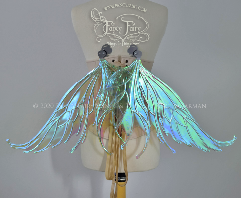 Aquatica Iridescent Convertible Fairy Wings in Absinthe with Silver veins