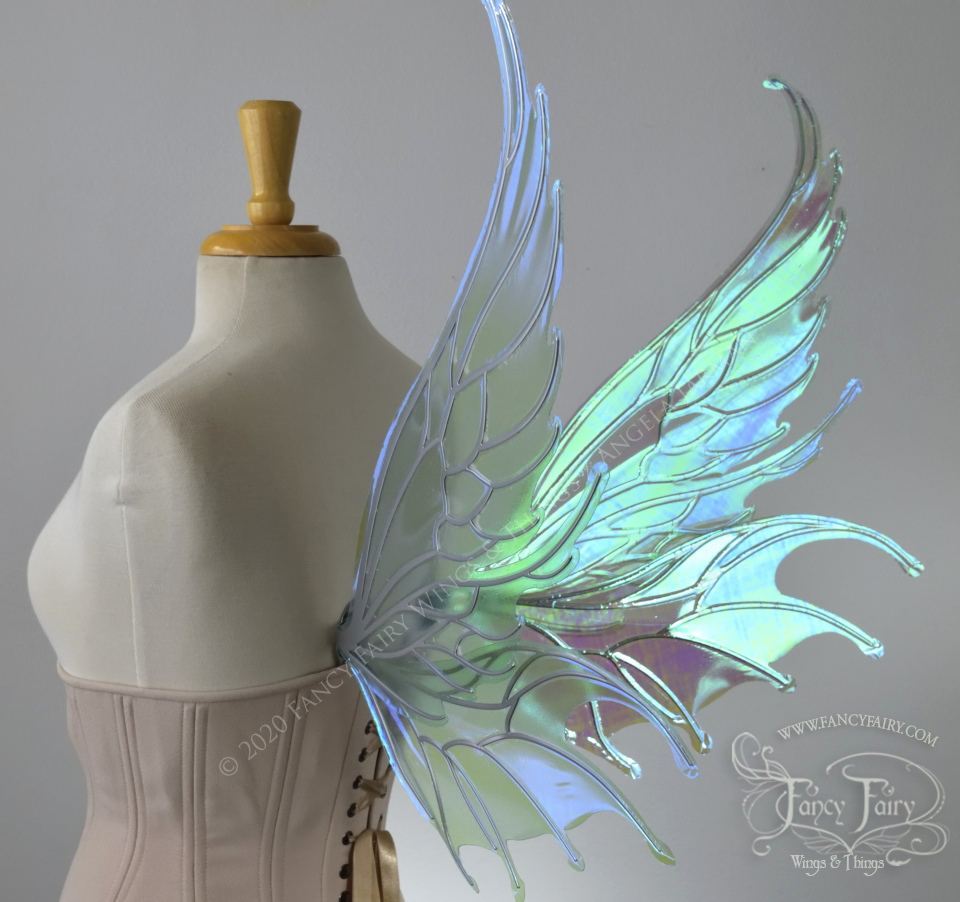 Aquatica Iridescent Convertible Fairy Wings in Absinthe with Silver veins