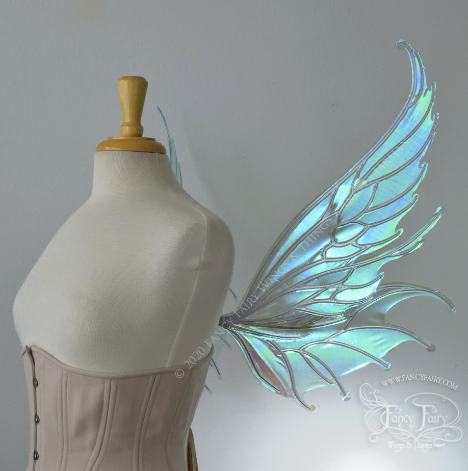 Aquatica Iridescent Convertible Fairy Wings in Absinthe with Silver veins