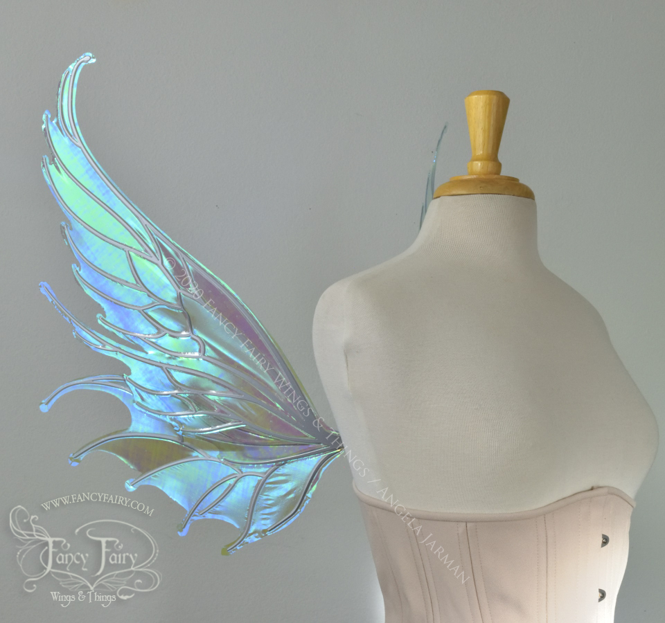 Aquatica Iridescent Convertible Fairy Wings in Absinthe with Silver veins