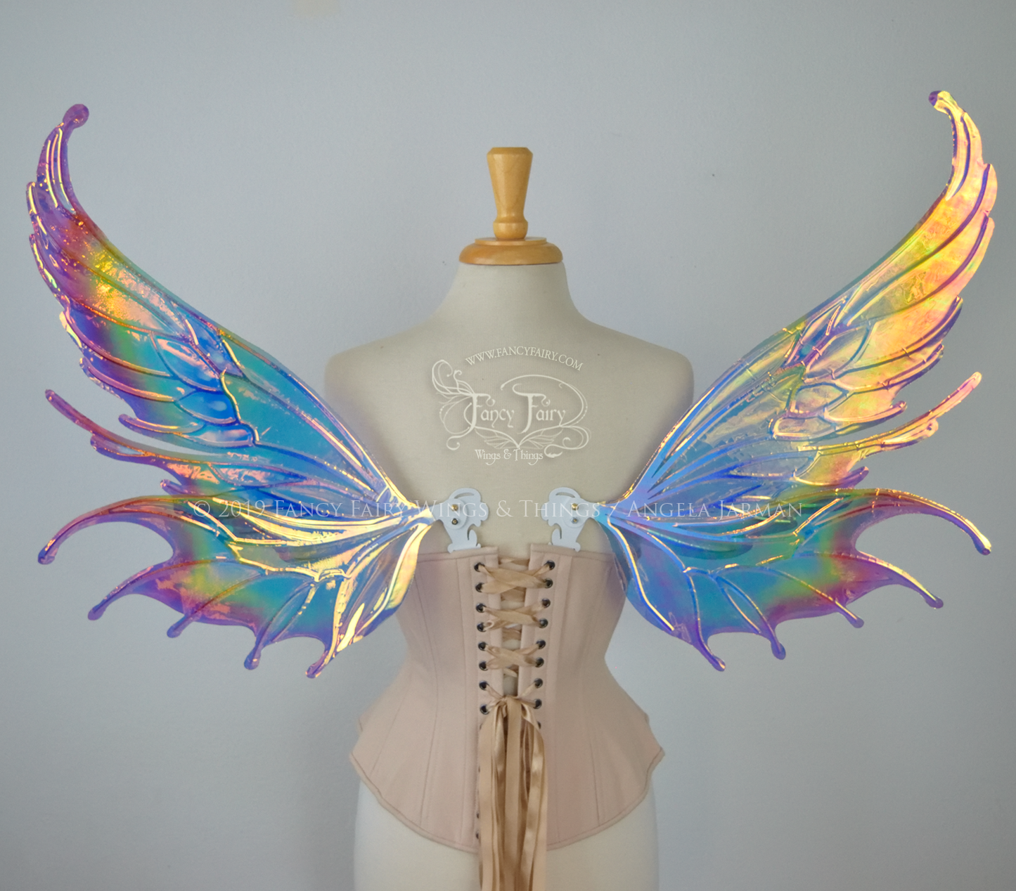 Aquatica Rainbow Iridescent Convertible Fairy Wings with Opal Foil & Swarovski Crystals