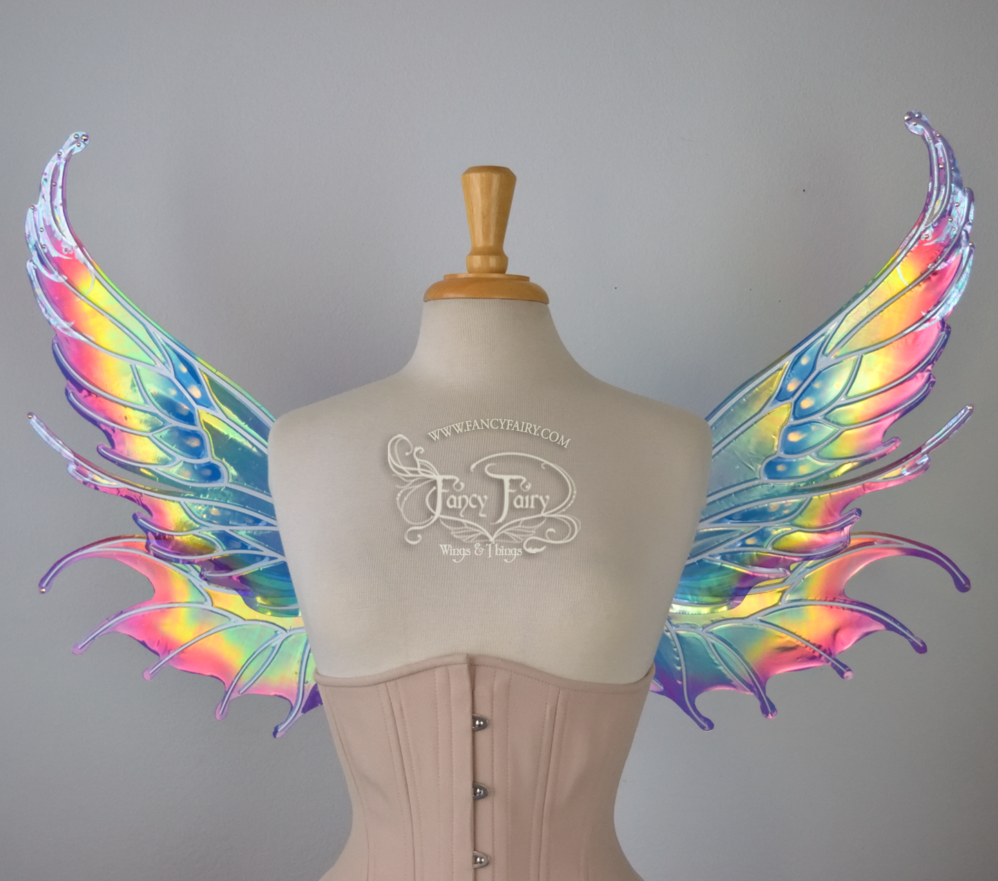 Aquatica Rainbow Iridescent Convertible Fairy Wings with Opal Foil & Swarovski Crystals