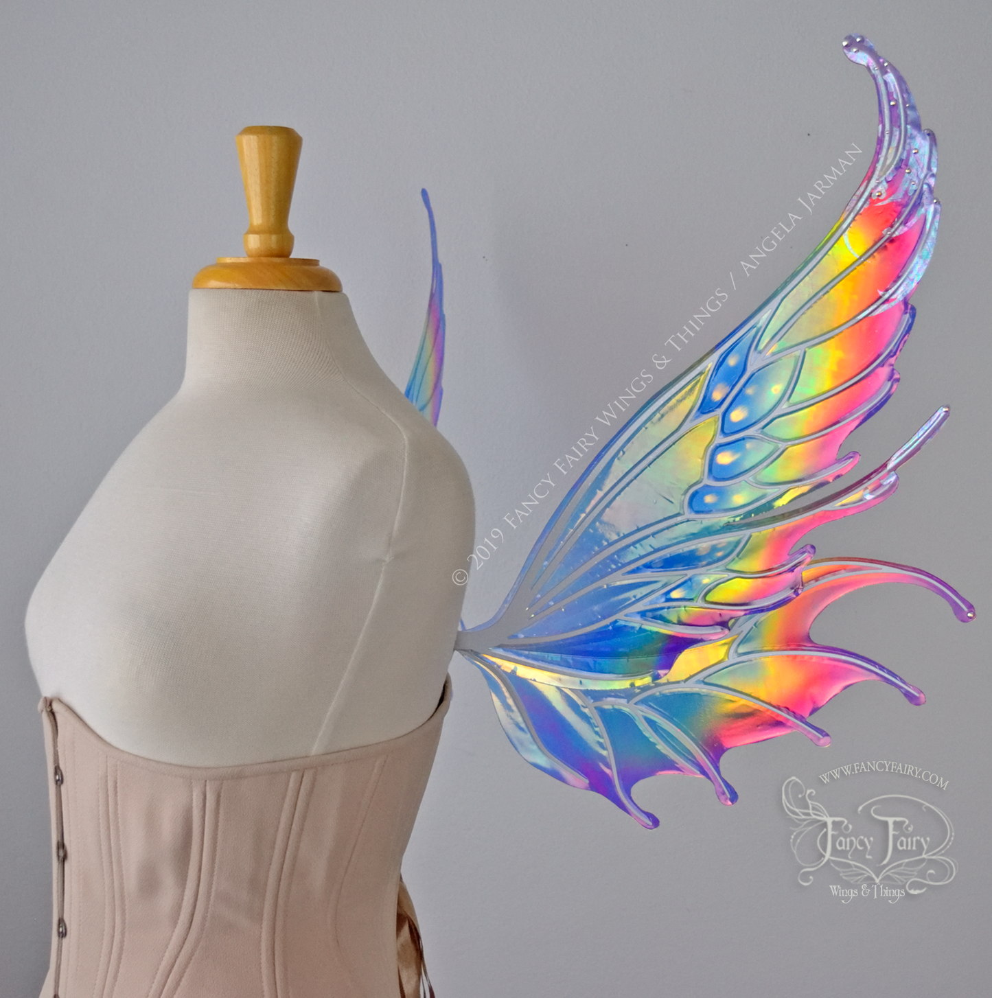 Aquatica Rainbow Iridescent Convertible Fairy Wings with Opal Foil & Swarovski Crystals