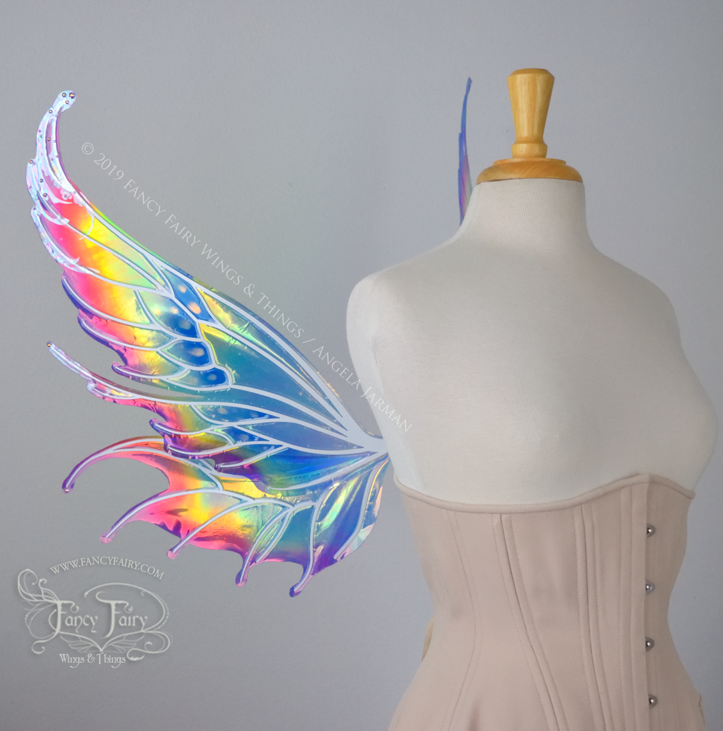 Aquatica Rainbow Iridescent Convertible Fairy Wings with Opal Foil & Swarovski Crystals
