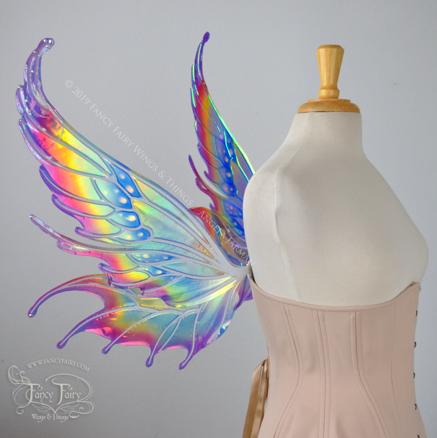 Aquatica Rainbow Iridescent Convertible Fairy Wings with Opal Foil & Swarovski Crystals
